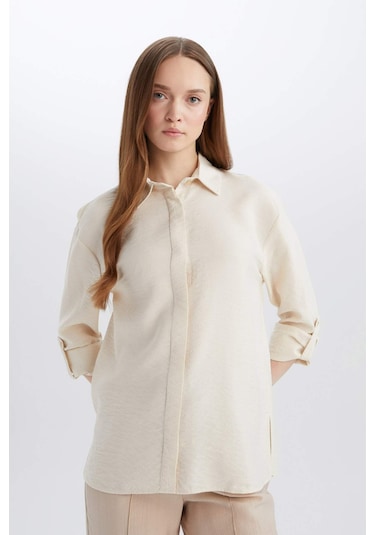 DeFacto Regular Fit Basic Düz Uzun Kollu Gömlek Tunik E0785AX25SPER98 DeFacto Regular Fit Basic Düz Uzun Kollu Gömlek Tunik E0785AX25SPER98