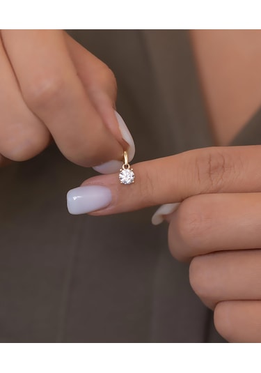 Bayar Gold 14 Ayar Altın Tektaş Kolye Ucu Sarı Altın