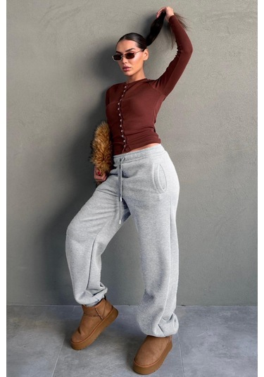 Grimelanj Geniş Paça Rahat Kalıp Lastikli Eşofman Altı Mg2581 Grimelanj