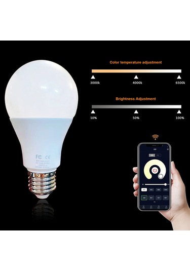 Fosenze 9w Akıllı Led Ampul, E26 Uç, Uzaktan Kumanda İle Çift Renkli, Sürekli Işık Ayarı Ve Renk Değiştirme Özelliği
