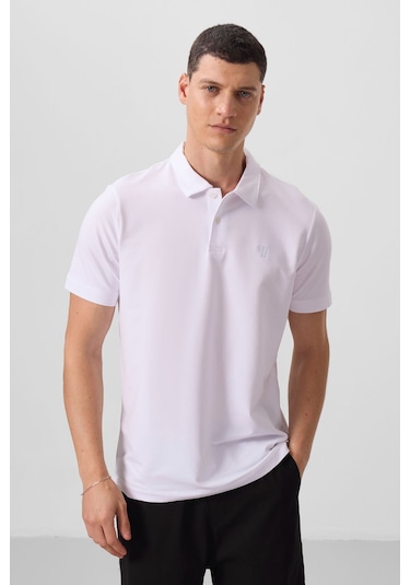 Tommy Life Beyaz Basic Göğüs Logolu Standart Kalıp Triko Polo Yaka Erkek T-shirt - 87768 Beyaz
