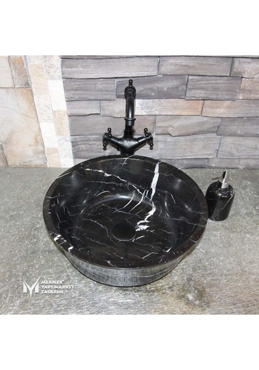 Toros Siyah Mermer Dizayn Çanak Lavabo