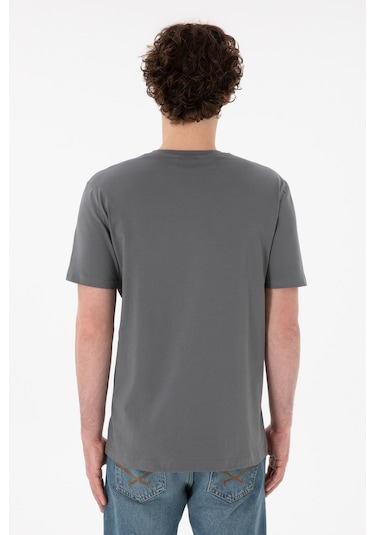 U.S. Polo Assn. Erkek Regular Fit  V Yaka Gri Basic Tişört 50305858-VR024
