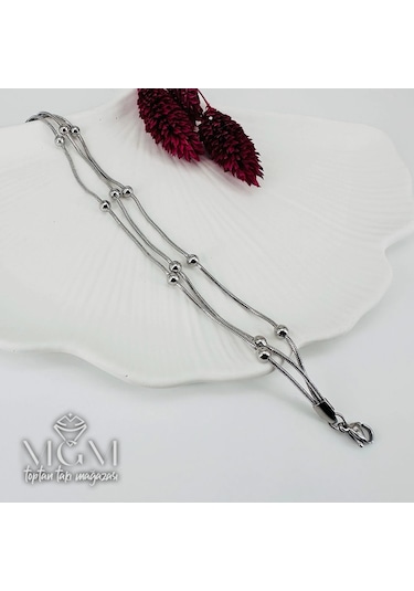 Rodyum Çelik Bileklikler 17+5 Cm Uzatma Payı - Kbl0137 Çok Renkli