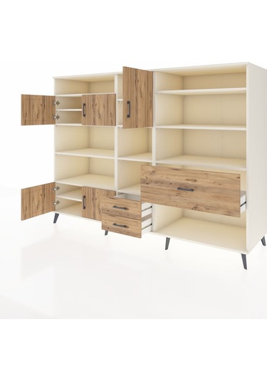 Kronos Dolap 13 Raflı 3 Çekmeceli 5 Kapaklı 220x59x163 Aytaşı-çam Aytaşı-çam