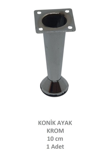 Adilon Konik Ayak, Krom, 10 Cm, 1 Adet Dolap, Mobilya, Puf Ayağı Vidaları Hediye Krom