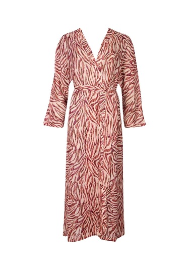 Aubade Beach Walk Kimono, Uzun Kollu, Derin Dekolteli, Hafif Plaj Üstlüğü Pembe