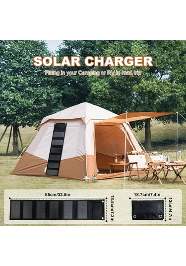 Motion003 Siyah Takım Elbise 6 Katlı Güneş Şarj Cihazı Pil Paneli Taşınabilir Güç Kaynağı Hızlı Usb Şarj Fotovoltaik Kamp Rv Güneş Paneli