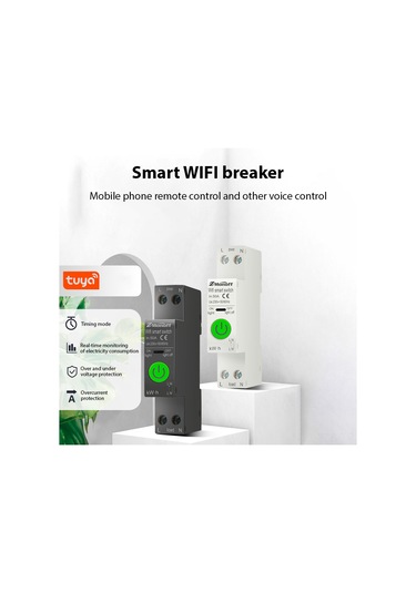 Fosenze Beyaz Tuya Wifi Akıllı Kesici: Akım Tutanaklama, Akım/gerilim Koruması, Uzaktan Kontrol Kaçak Akım Koruma Beyaz