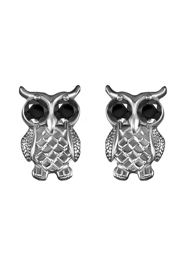 Zolotoj Merkurij Baykuş Gümüş Pırlanta Küpeler 300541111 Siyah