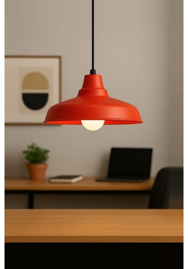 Lunora Metal Tekli Kırmızı Sarkıt Avize Retro Model Salon Avize