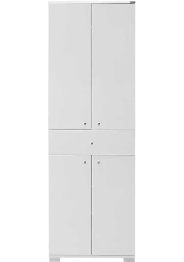 Diamond 4 Kapaklı Tek Çekmeceli Dolap-Lake Beyaz