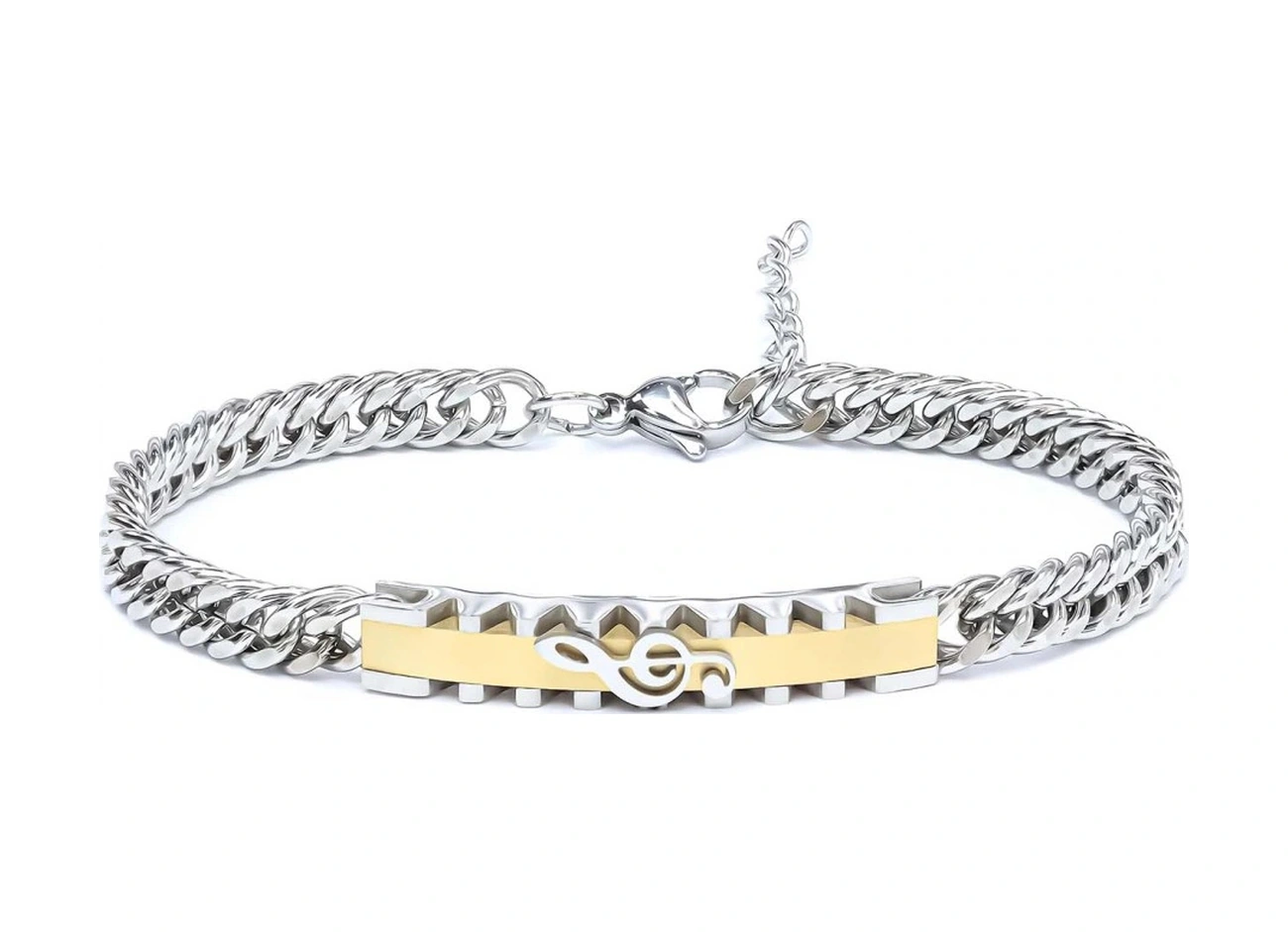 Moncuk Design Sol Anahtarı Motifli Çelik Bileklik 3351ebf1d3 Sarı