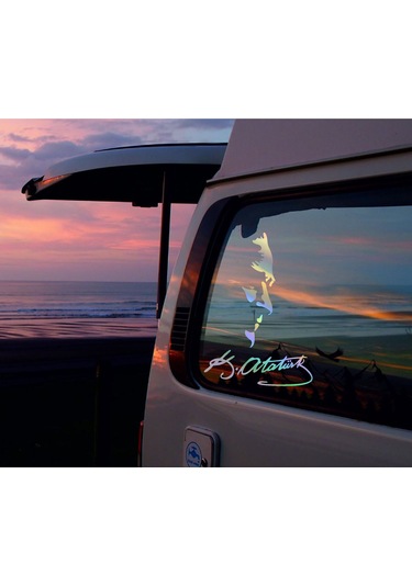 Hologramlı Janjanlı Atatürk Silüet Ve İmza Sticker 02525 30x25 Cm