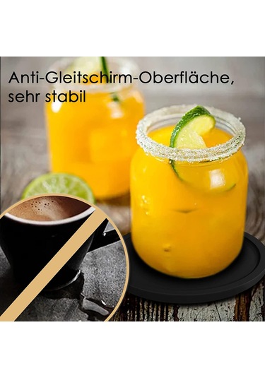 Xurunkeji Bardak Altlıkları Bardaklar 8'li Set Silikon Bardak Altlıkları Yuvarlak Tasarım Siyah Bardak Altlıkları İçecekler, Bar, Bardaklar, Cam İçin - Masa Siyah