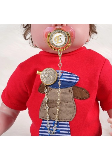 Altın Emzik Boncuk Bling Rhinestone Emzik Klipsi Prenses Bling Bpa  Sil Smt090-s Smt090-s