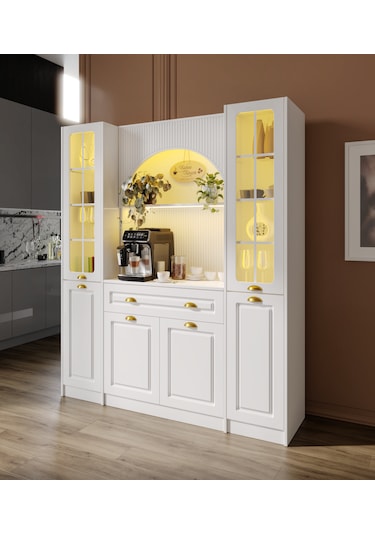 Guneystore Armoni Gold Maxi Kahve Köşesi Komple Mdf Beyaz