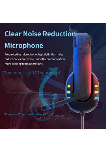 Novahub Ak47 Renkli Led Işık Oyun Kulaklığı, Harici Mikrofon, Ses Kontrolü, Rahat Kullanım, Siyah