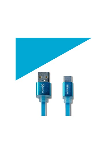 Factor-M FM-3A120TP Type-C Data Kablosu 3A 1.2 M Mavi