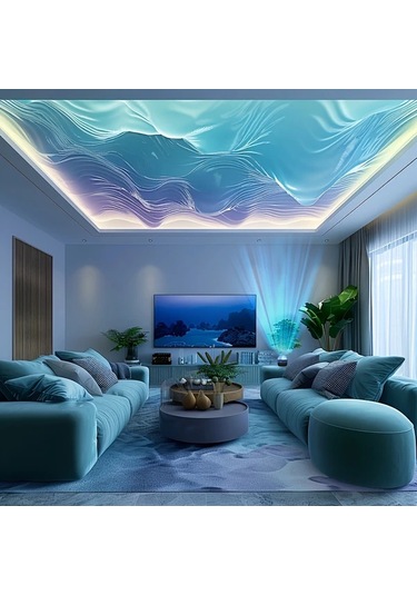 Honeybeeshop Galaxy Su Dalgası Projektörü Usb Gece Lambası Siyah 1 Bilgisayar Uzaktan Kumandalı Okyanus Dalga Etkisi Sualtı Ambiyansı Siyah