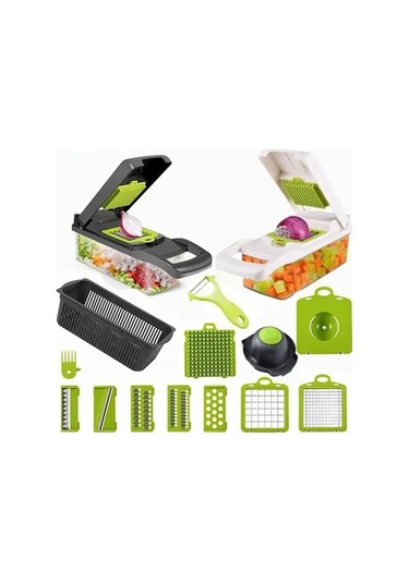 Vkemall Mutfak Ev Kullanıma İdeal 16 Parça Beyaz Yeşil Çok İşlevli Sebze Dilimleme Makinesi Diğer