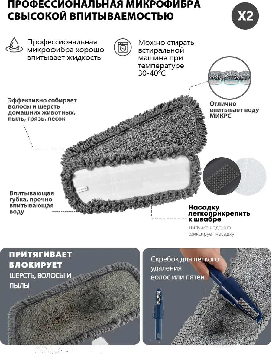 Berno Zemin İçin Püskürtmeli Paspas +3 Mikrofiber Başlık 239321182