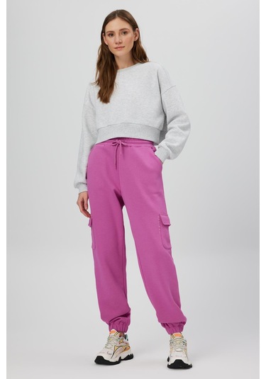 NAKIŞLI CROP SWEATSHIRT GRİ Gri