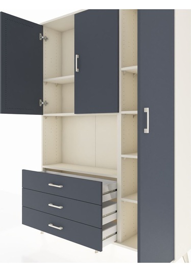 Arges Dolap 7 Raflı 3 Çekmeceli 3 Kapaklı 132x30x195 Aytaşı-antrasit/antrasit Antrasıt/antrasıt