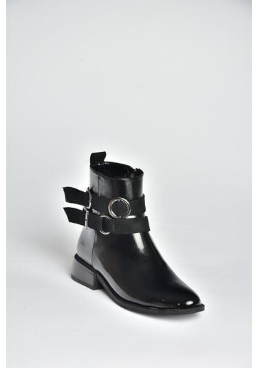 Fox Shoes V312362260 Siyah Rustik Kemer Detaylı Kadın Bot Siyah