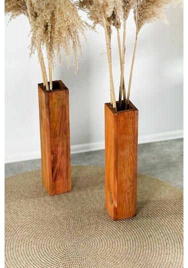 Ahşap Saksı Vazo Dekoratif Kuru Çiçek Vazo 2070