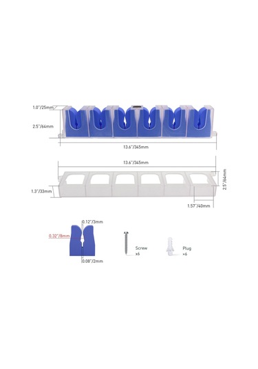 6 Olta İçin Olta Rafı Duvara Monte Olta Kamışı Depolama Raf Standı Tutucu - Mavi