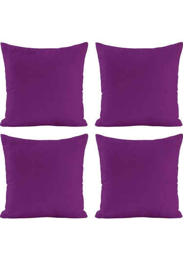 Dekoratif 4'lü Kırlent Yastık Kılıfı Seti - 42 X 42 Cm - Mürdüm