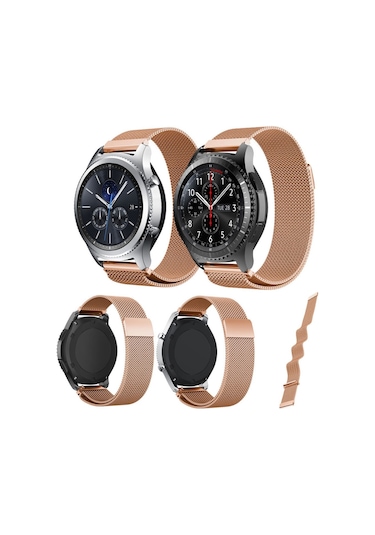 Samsung Uyumlu Gear S3 Kordon Frontier & Classic Metal Örme Kayış