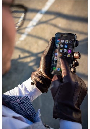 Hakiki Kuzu Derisi Erkek Eldiven-Siyah