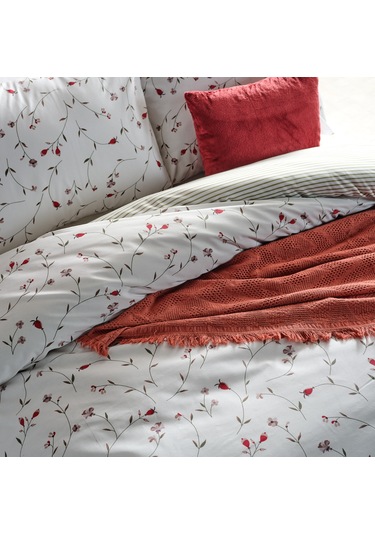 Ranforce Elegan Tek King Size Nevresim Takımı - Beyaz