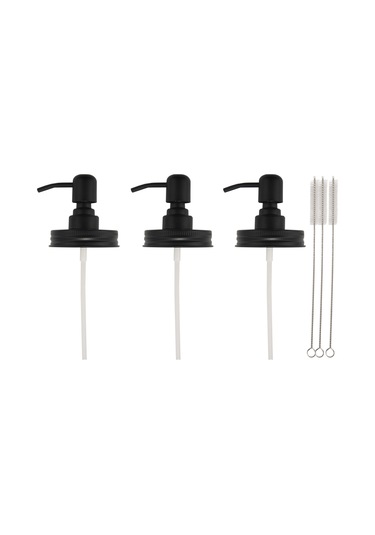 Xurunkeji Sabunluk Kapakları, Mason Kavanozları Veya Diğer Kendin Yap Losyon Sabunlukları İçin Paslanmaz Pompa Ve Kapak Değiştirme, 3'lü Paket Siyah