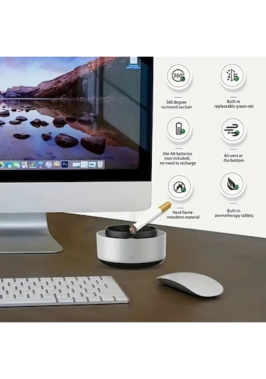 Dashanshop Taşınabilir Şarjlı Hava Temizleyici & Akıllı Kül Tablası - Yeşil