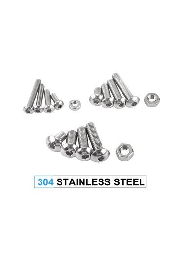 Shineyee 304 Çelik M3-m4-m5 Yuvarlak Başlı İç Bücük Vida Ve Somun Seti, 500 Adet, Düzenleyici Kutuda