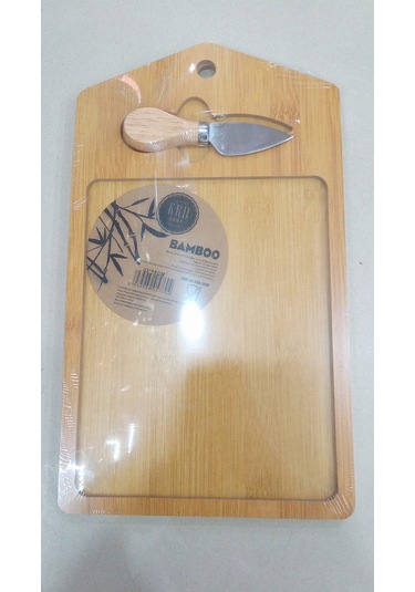 Bambu Kesme Tahtası Bıçak Hediyeli Açık Kahverengi