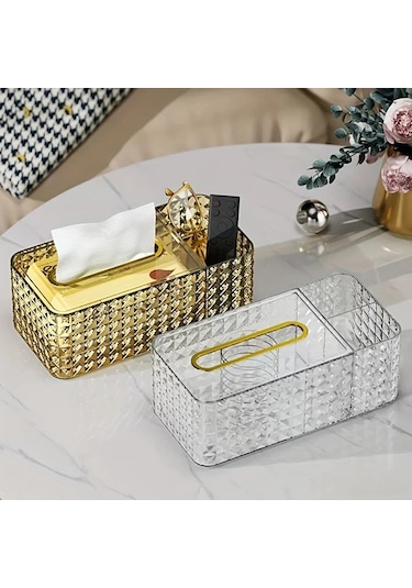 Technolo1 Basit Ve Pratik Altın Rengi Mendil Kutusu Kapak Çok Amaçlı Ev Ve Araba Düzenleyici Altın