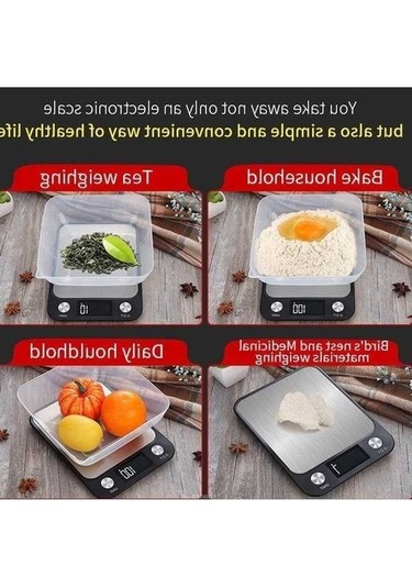 Ulzyvf Yiyecek Ve Terazisi Teraziler Tasarım Tartı Pişirme Paslanmaz Mutfak Kahve İçin Elektronik Dijital Dengesi Çelik Akıllı 10kg Lx Siyah Siyah