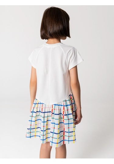 Sheshe Tshırt Gövdeli Pamuk Kloş Etekli Kız Çocuk Elbise Renkli