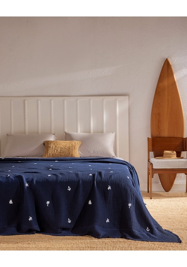 Madame Coco Riva Çift Kişilik %100 Pamuk Yatak Örtüsü - Lacivert 8684427210420 Lacivert