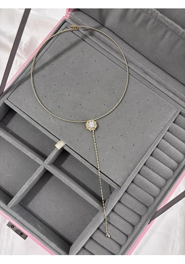 Choker Taşlı Y Kolye Gold Diğer
