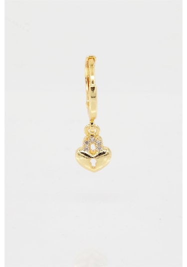 Kadın Kendi Tarzını Oluştur Zirkon Taşlı Kalp Figürlü 1 Adet Küpe-3363 Altın