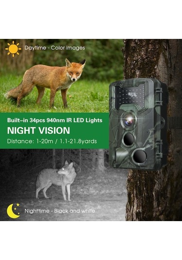 Dancemonkey Kamerası Gece Görüşlü 3 Pır Sensörlü 36mp 1080p İz Ve Av Kamerası Ip66 Su Geçirmez Hareket Yeşil