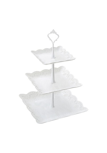 Wezone 3 Katlı Pasta Rafı, Ev Parti Tatlı Tepsisi, Mutfak Meyve Sepeti, Dayanıklı Malzeme, Beyaz Tabak Altın Çubuk, Ev Kullanıma Ideal DiğER