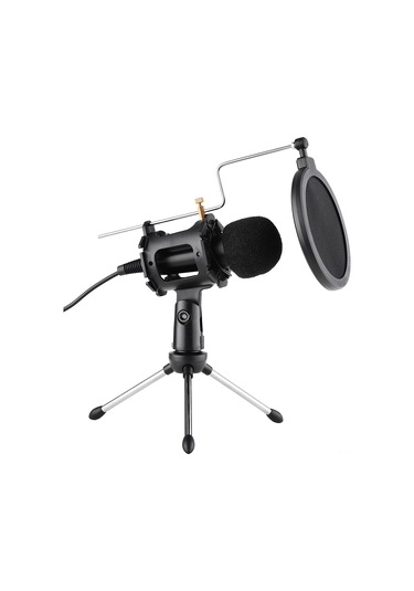 Yifomall Masaüstü Kartiyoid Kondenser Mikrofon Seti: Tripod, Şok Emici, Rüzgar Filtresi Ve 3.5mm Bağlantı Kablosu Dahil