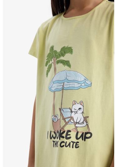 Defacto Kız Çocuk Baskılı Kısa Kollu Elbise E0658a825smyl282 Sarı