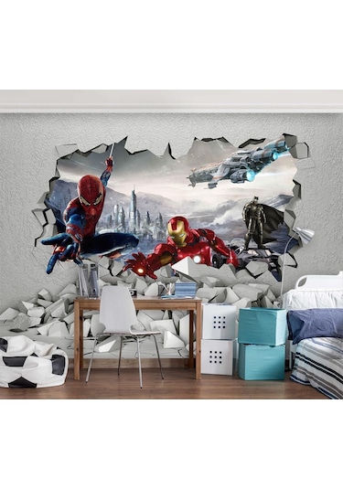 3D Süper Kahramanlar Çocuk Odası Duvar Kağıdı